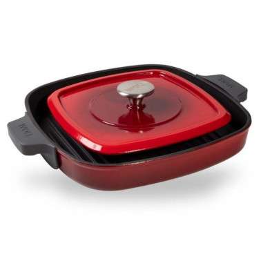 PARRILA WOLL IRON HIERRO FUNDIDO ROJA 624-2CI DE 28 x 28 cm.