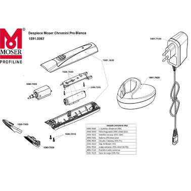 Peças sobressalentes Moser Chromini Pro blanca