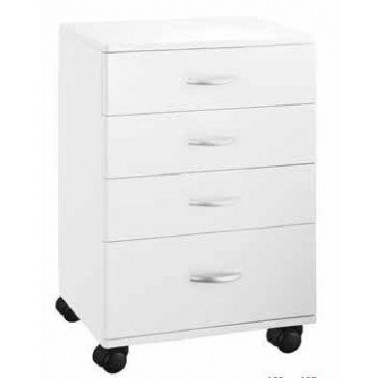 CARRITO MADERA LACADO BLANCO CON 4 CAJONES -WEELKO 1032