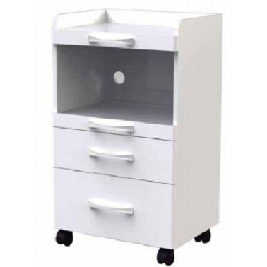 CARRINHO DE MADEIRA LACADA A BRANCO COM 4 GAVETAS - WEELKO